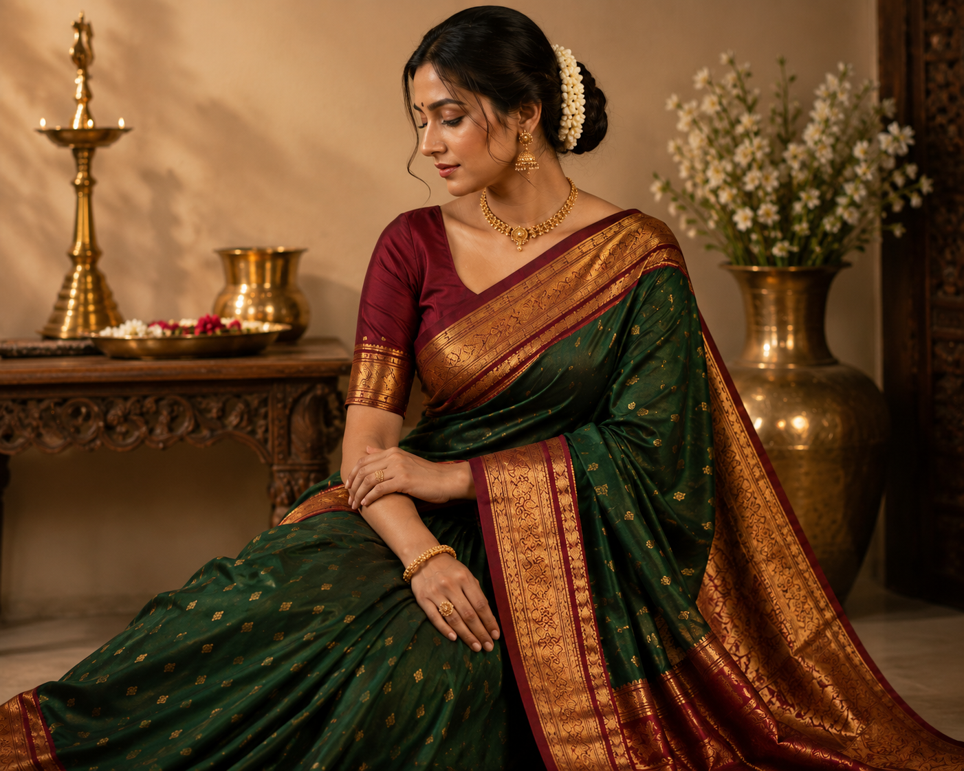 Model in a Haravillu handloom saree