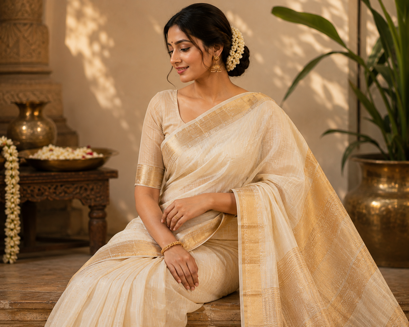 Model in a Haravillu handloom saree