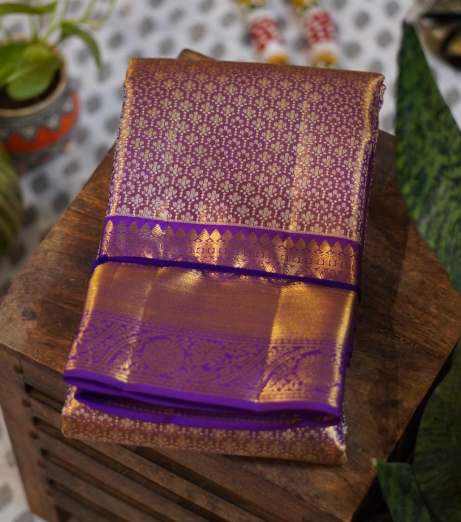 Tissue Kanjeevaram Saree - Purple/Lavender - Image 2