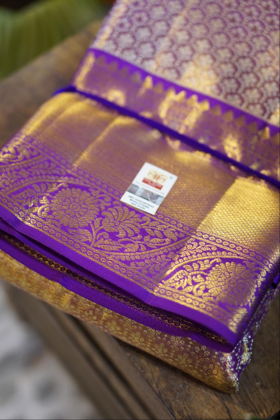 Tissue Kanjeevaram Saree - Purple/Lavender - Image 3