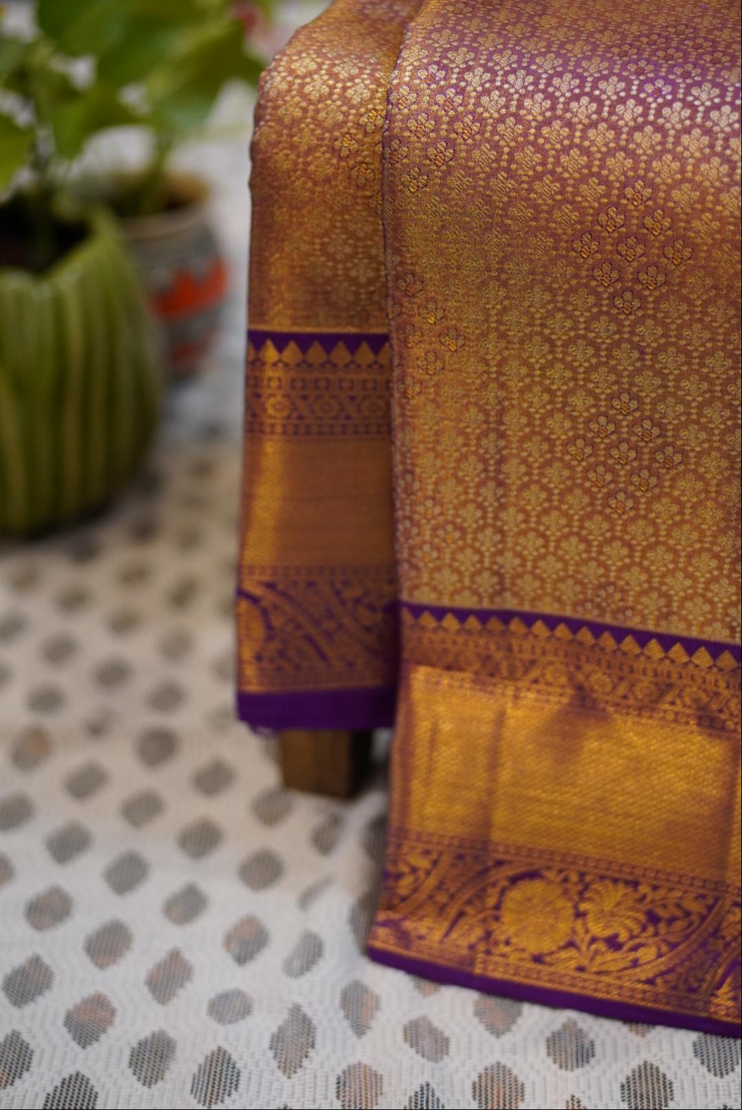 Tissue Kanjeevaram Saree - Purple/Lavender - Image 4