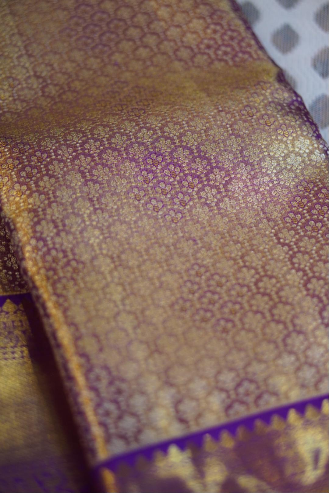 Tissue Kanjeevaram Saree - Purple/Lavender - Image 5