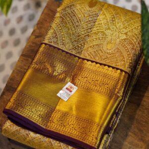 Tissue Kanjeevaram Saree - Deep Wine/Purple