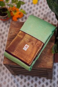 Kanjeevaram Saree - Mint Green/Brown