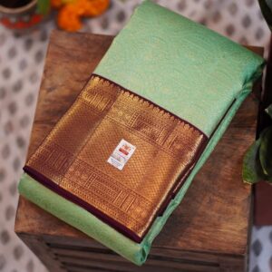 Kanjeevaram Saree - Mint Green/Brown