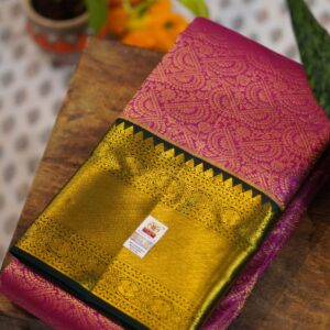 Kanjeevaram Saree - Pink/Bottle Green