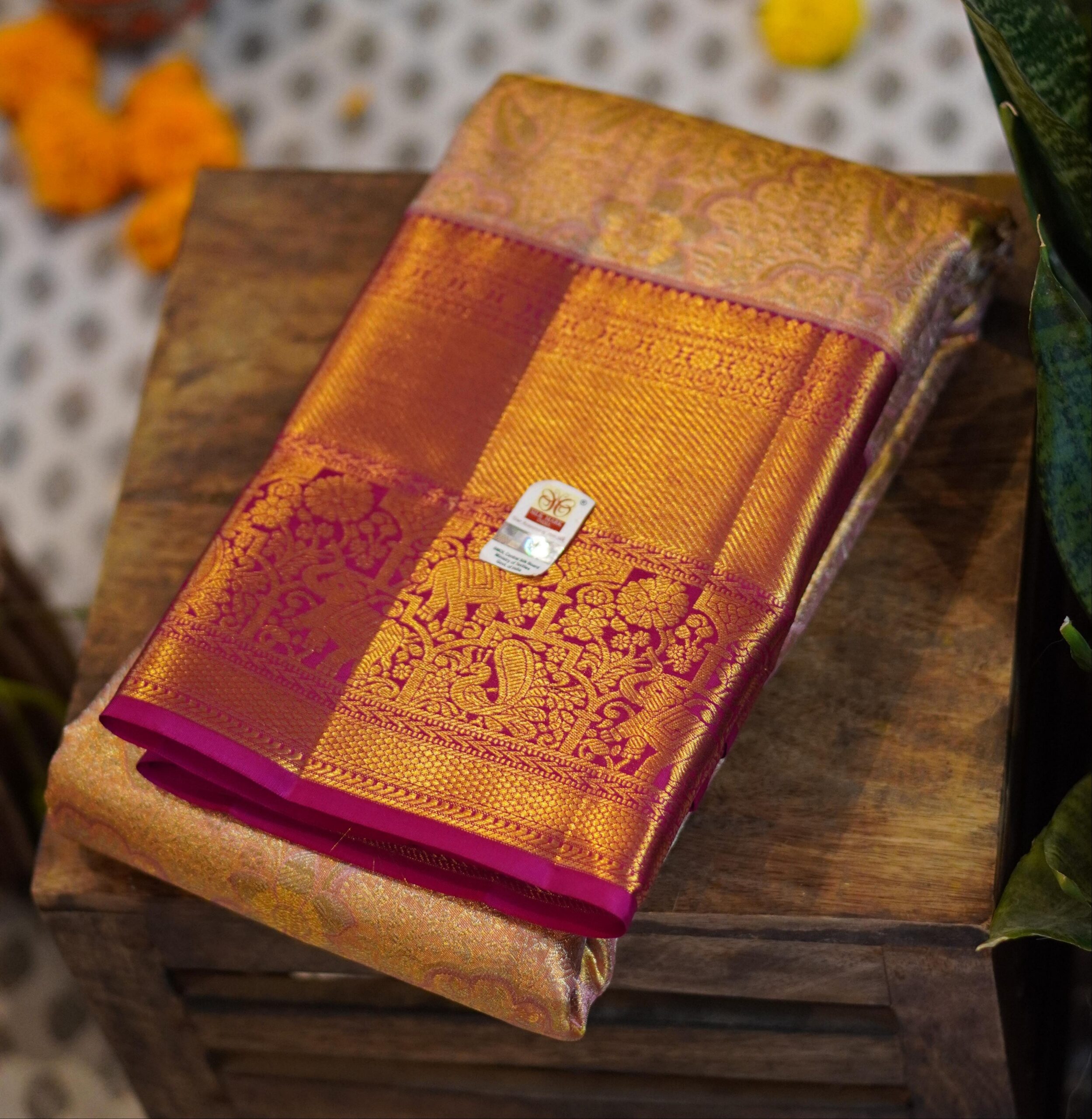 Tissue Kanjeevaram Saree – Pink