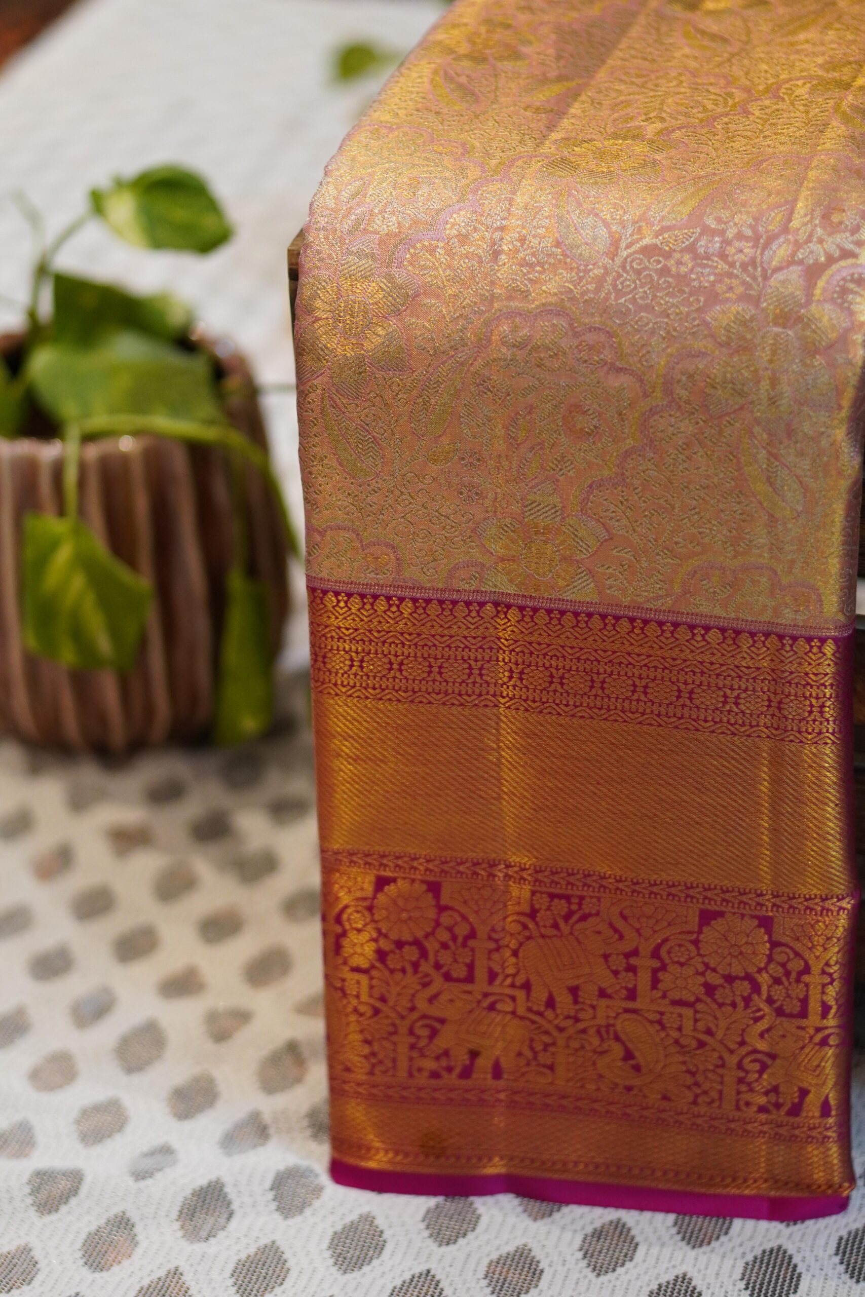 Tissue Kanjeevaram Saree – Pink - Image 3
