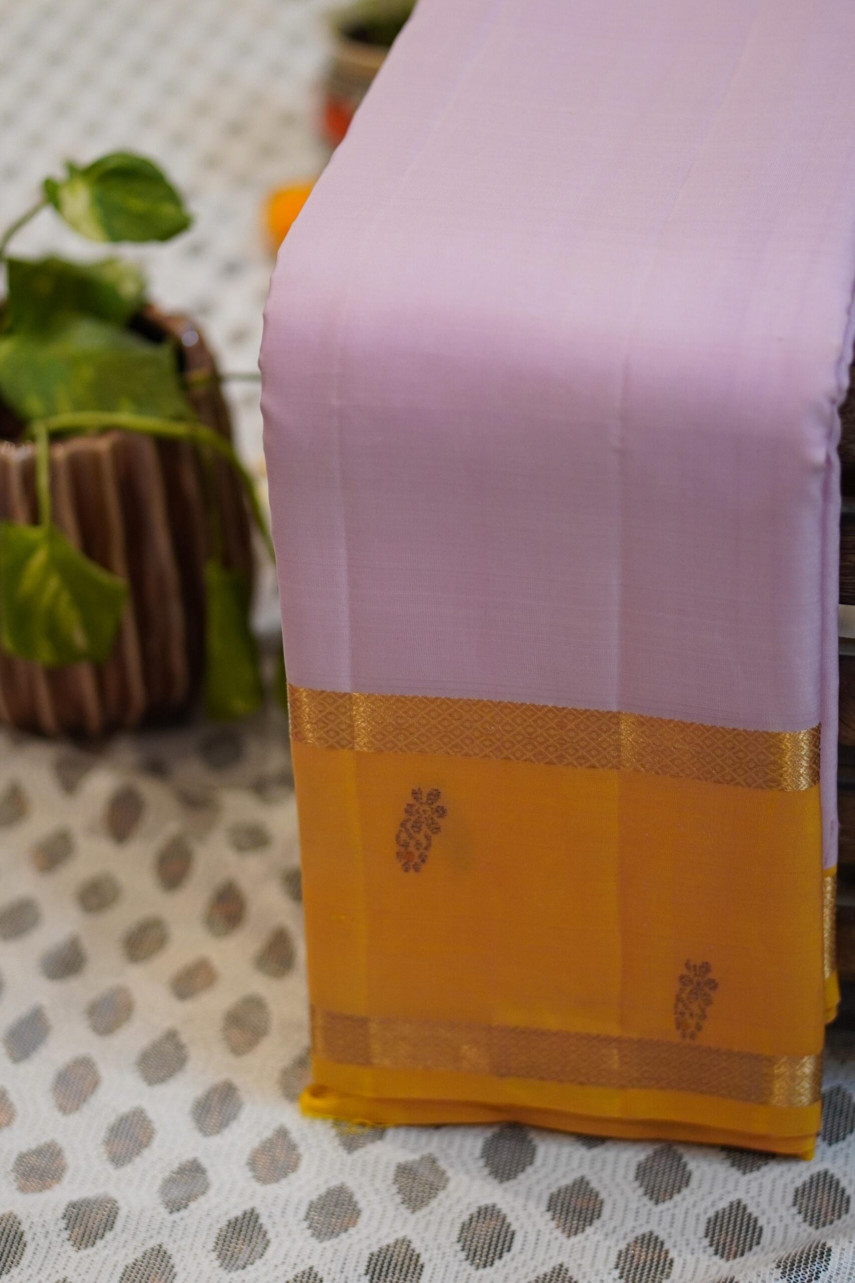 Madhavaram Saree – Lavender/Mustard - Image 3