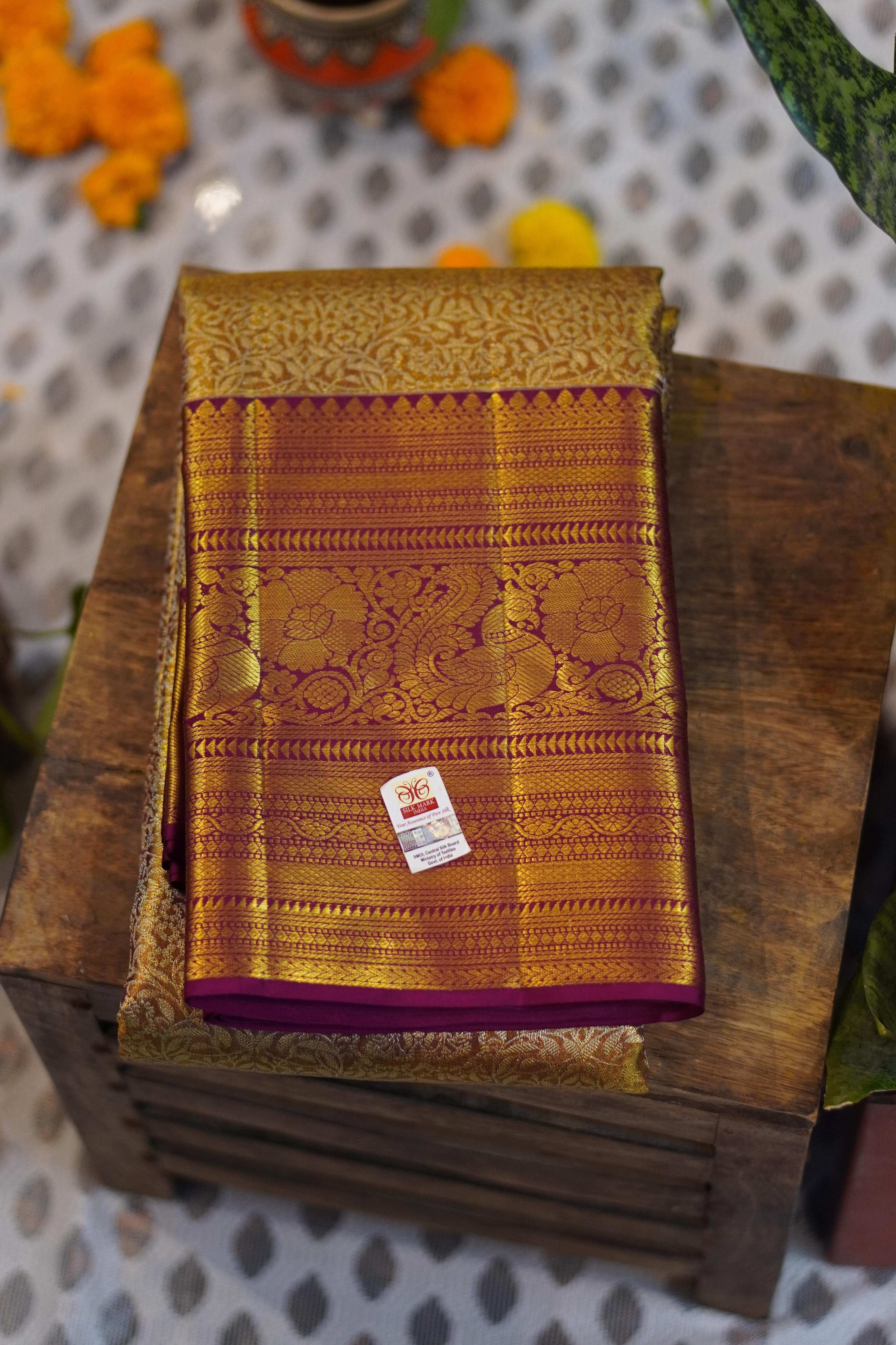 Tissue Kanjeevaram Saree – Magenta