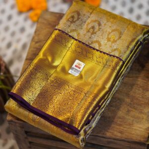 Tissue Kanjeevaram Saree – Deep wine/Purple