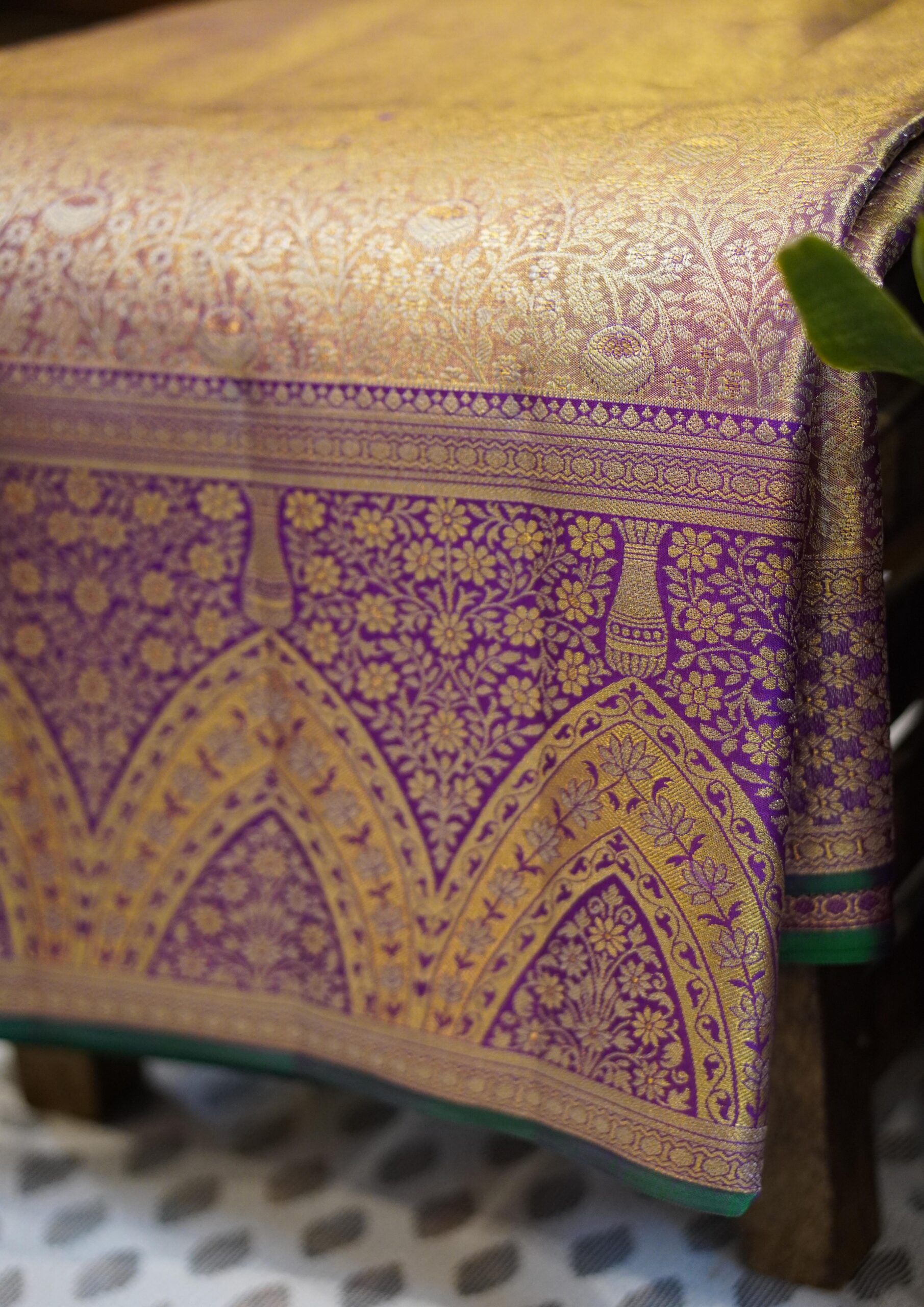 Tissue Meenakari Kanjeevaram Saree - Purple - Image 3