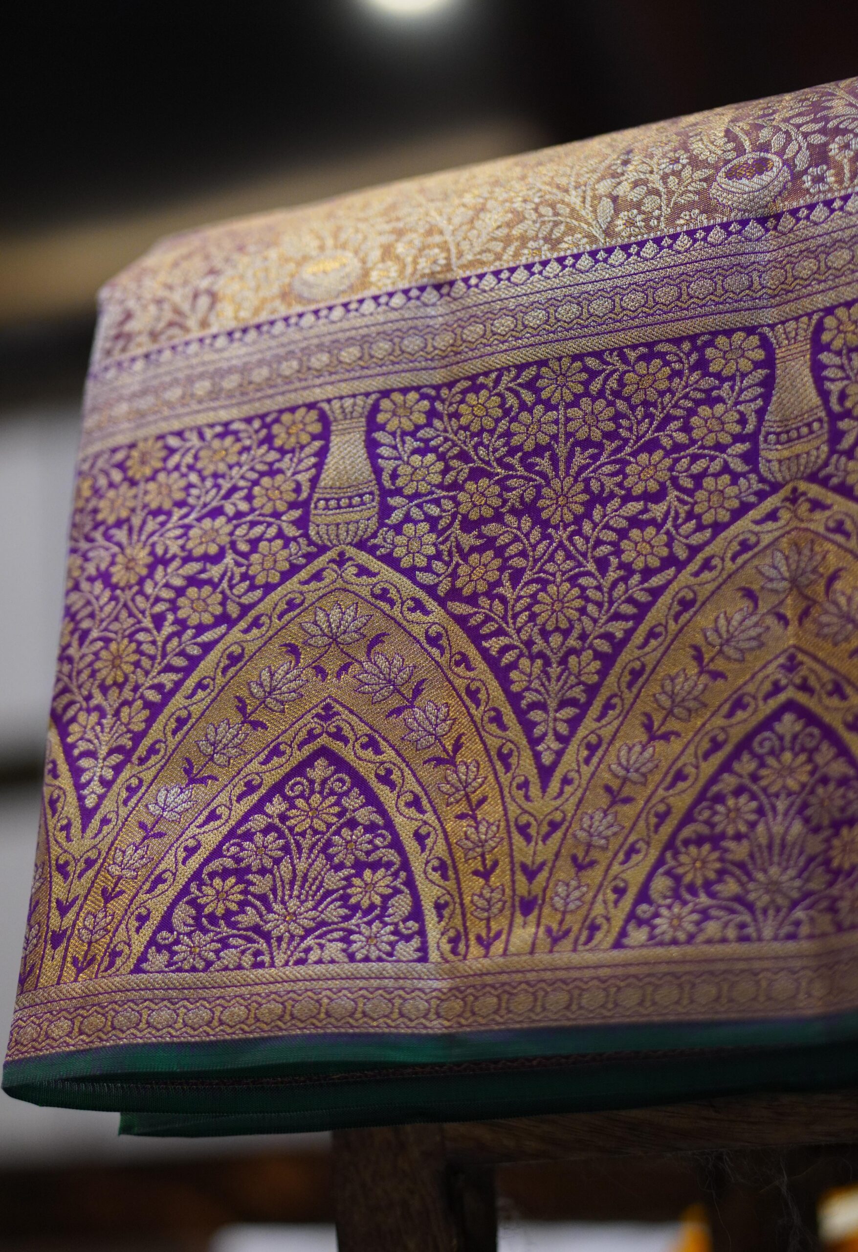 Tissue Meenakari Kanjeevaram Saree - Purple - Image 4