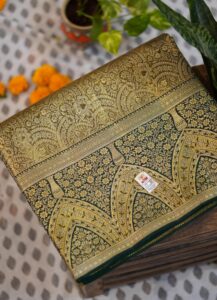 Tissue Meenakari Kanjeevaram Saree - Deep Forest Green
