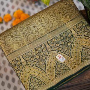 Tissue Meenakari Kanjeevaram Saree - Deep Forest Green