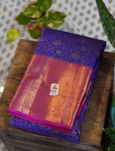 Kanjeevaram Saree – Blue/Pink