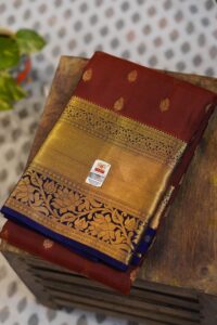 Kanjeevaram Saree – Rust/Blue