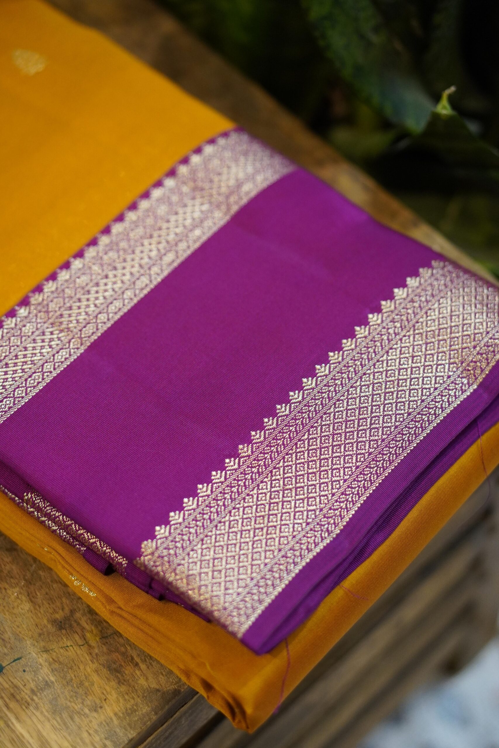Kanjeevaram Saree – Honey/Purple - Image 2