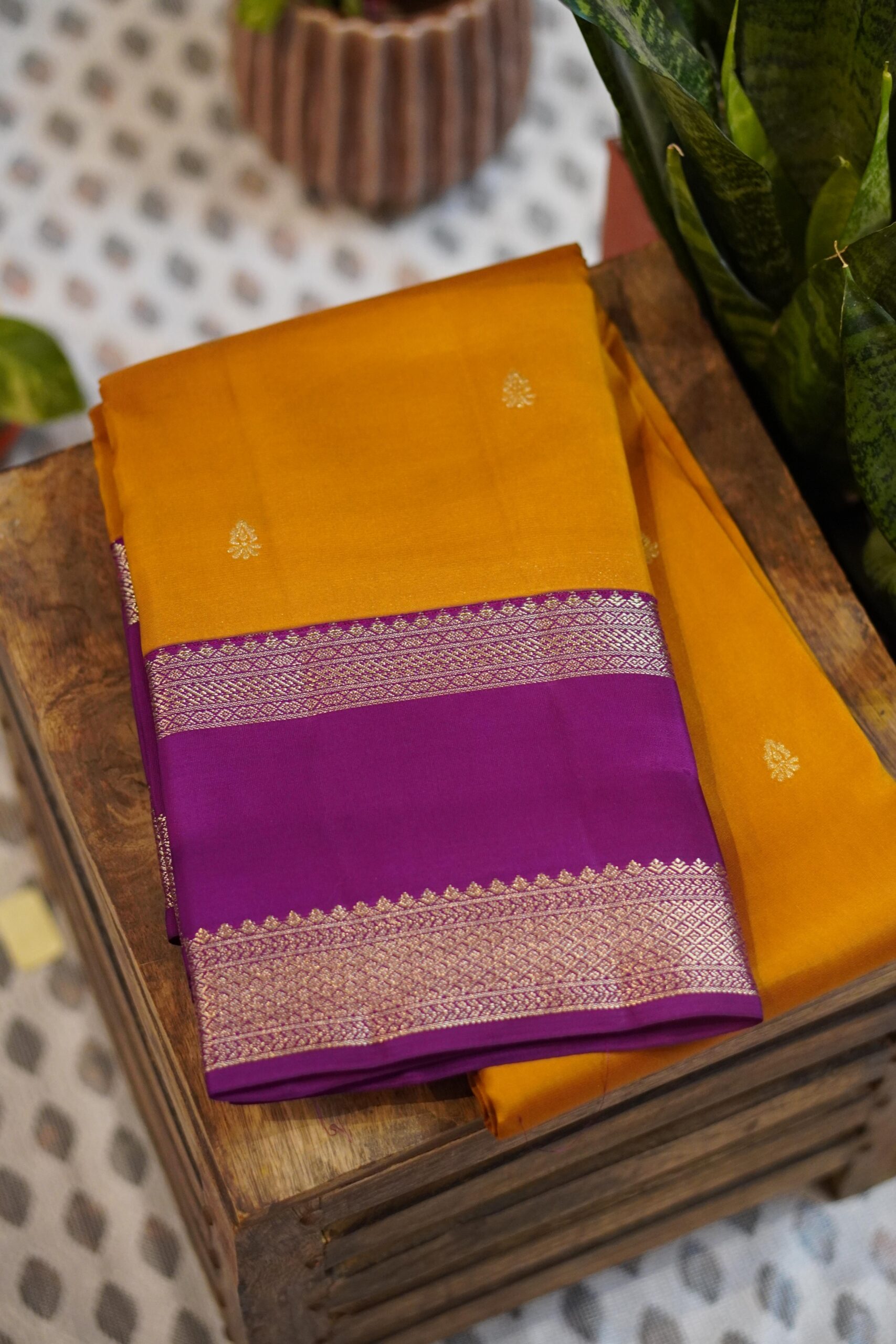 Kanjeevaram Saree – Honey/Purple - Image 3