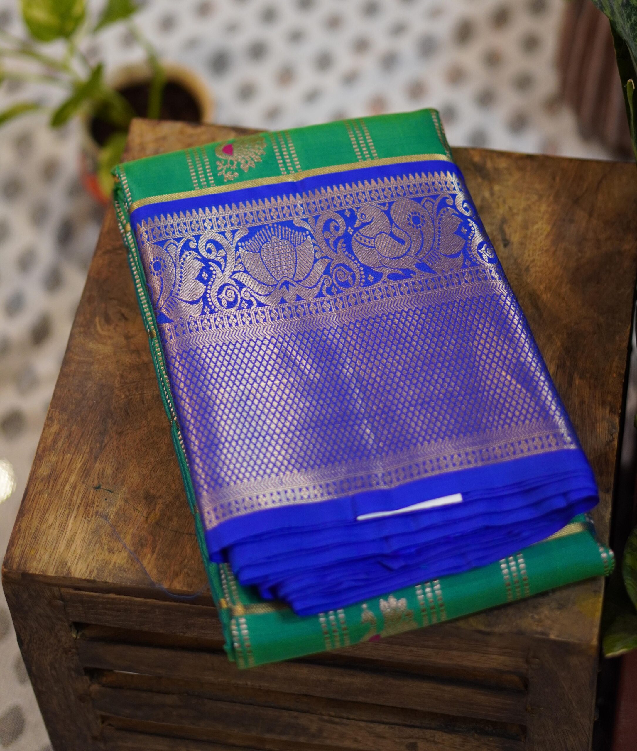 Kanjeevaram Saree – Green/Blue
