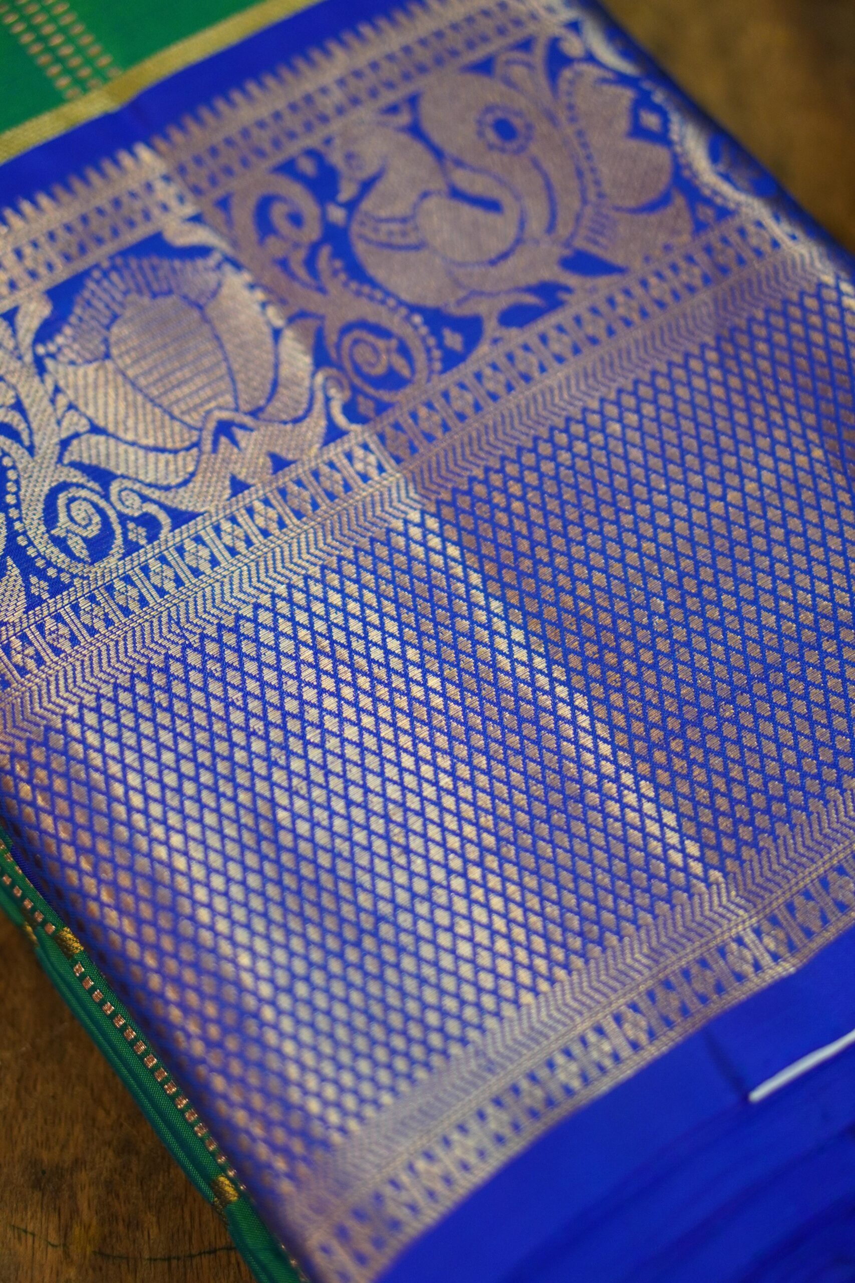 Kanjeevaram Saree – Green/Blue - Image 2