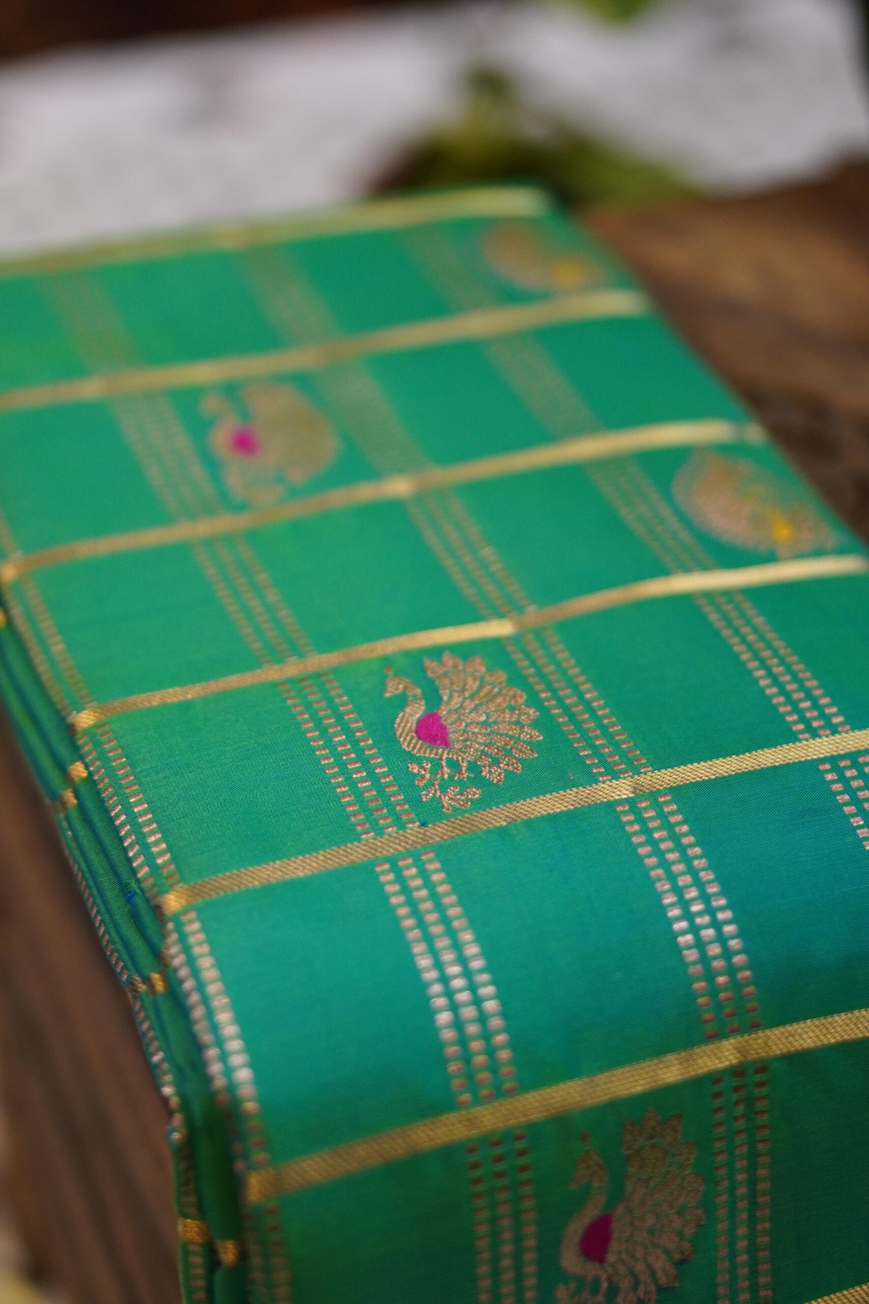 Kanjeevaram Saree – Green/Blue - Image 4