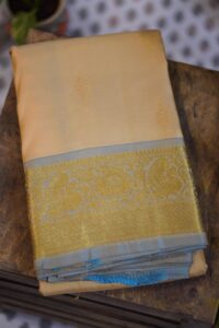 Kanjeevaram Saree – Creamish Orange/Grey