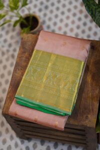 Kanjeevaram Saree – Light Orange/Green