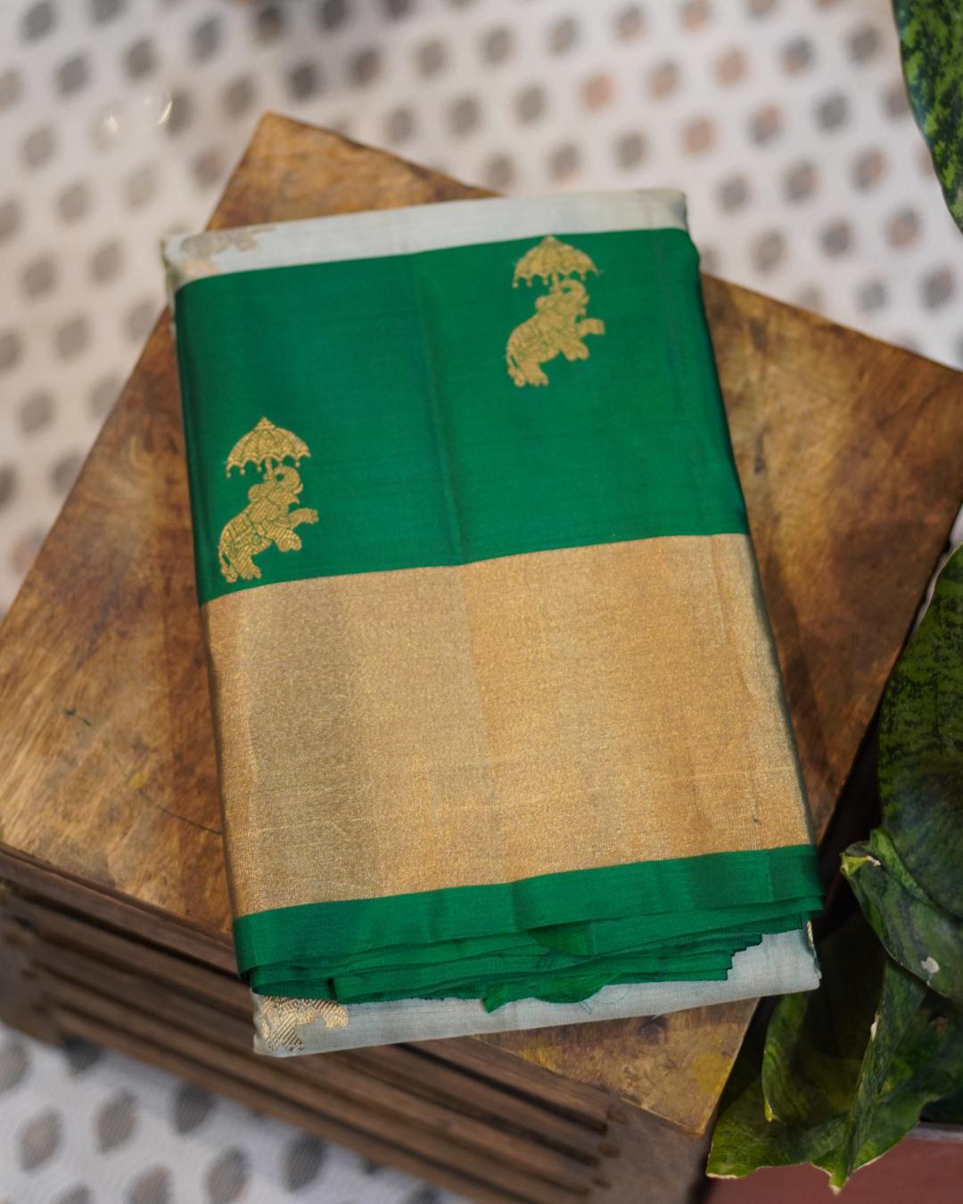 Kanjeevaram Saree – Mint Green/Green