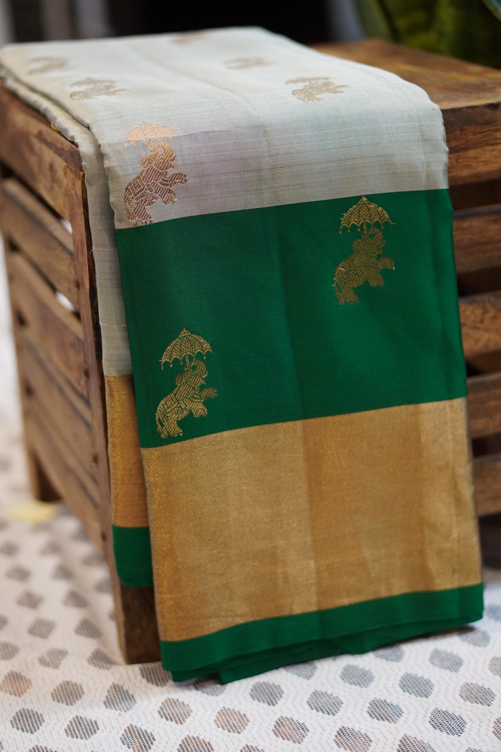 Kanjeevaram Saree – Mint Green/Green - Image 3