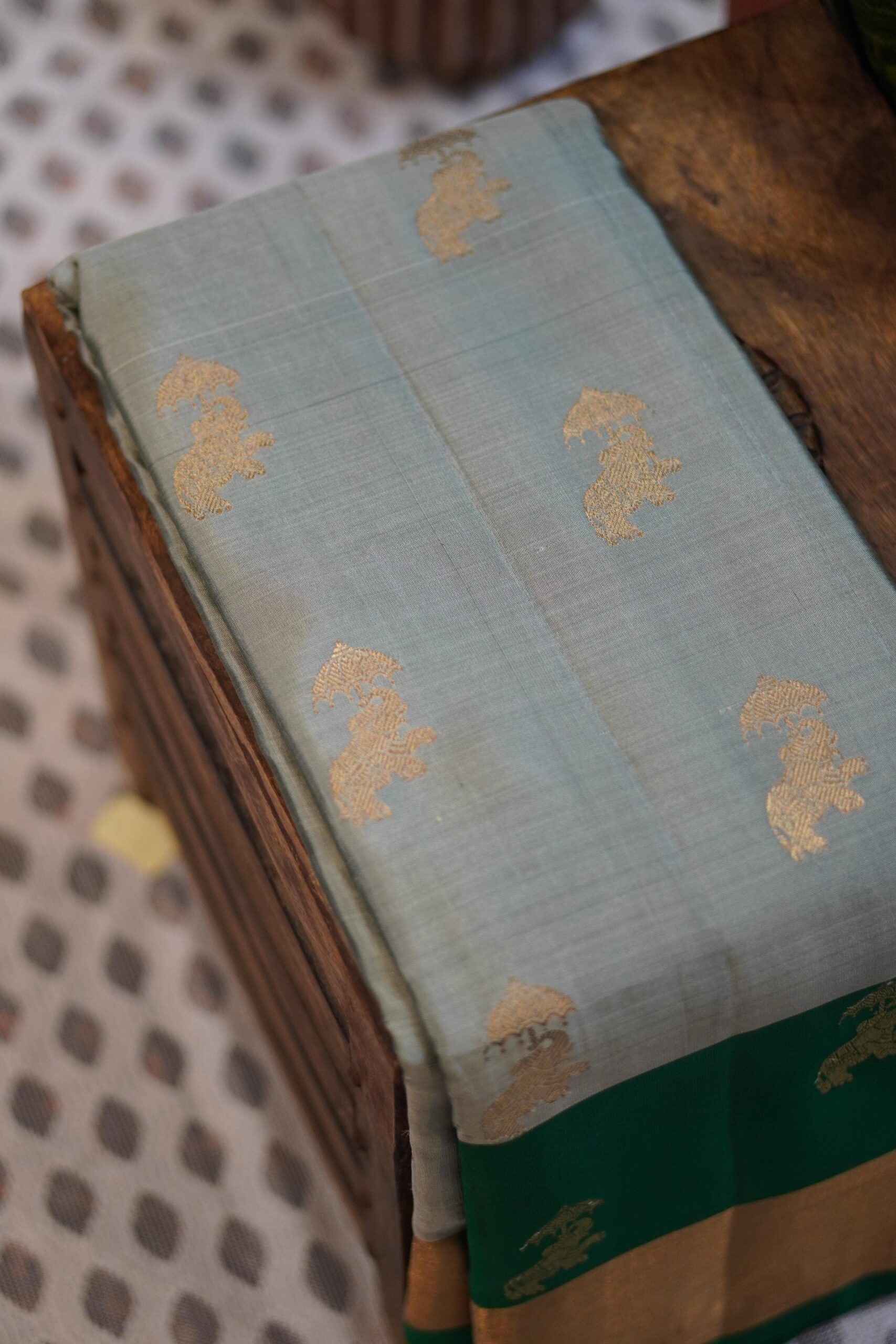 Kanjeevaram Saree – Mint Green/Green - Image 5