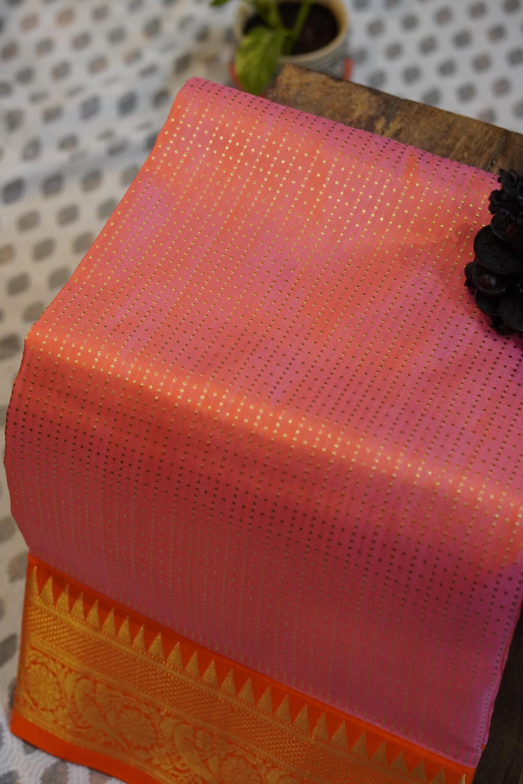 Venkatagiri Saree – Peach/Orange - Image 5